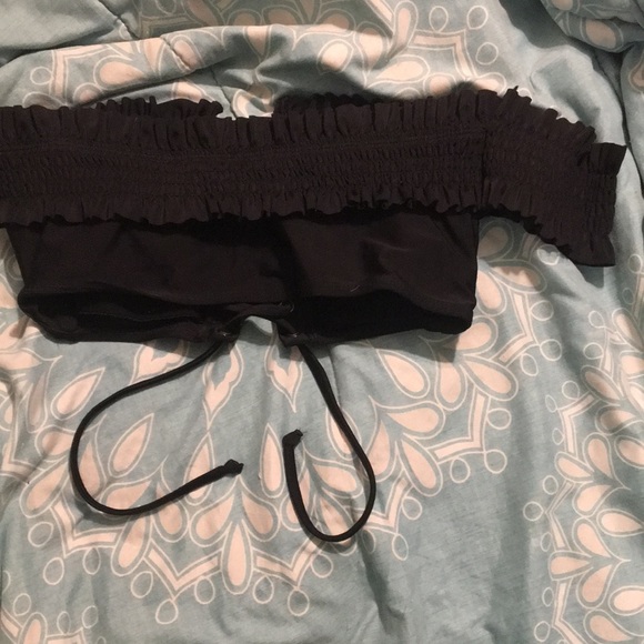 Black cross cross tube top bikini top - Picture 3 of 4